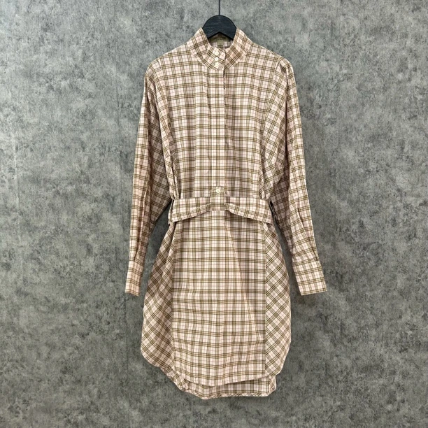 95新 BURBERRY/博柏利 Burberry杏粉色衬衫连衣裙
