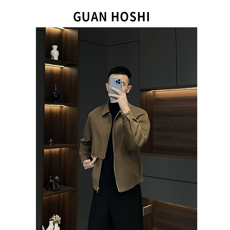 【陈什么陈男装】秋冬男士双面毛呢夹克异形裁片拉链设计款外套094