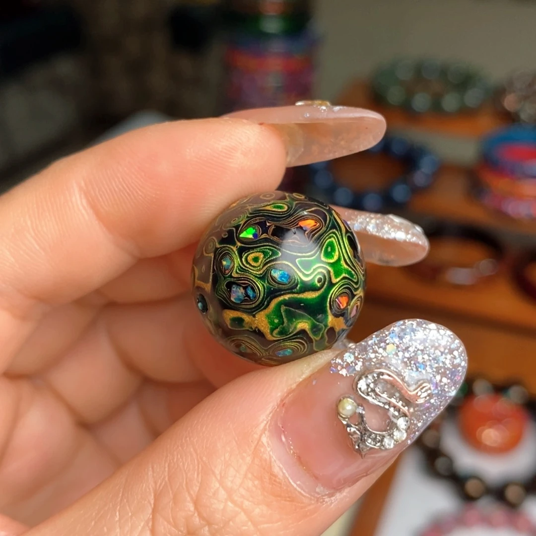 果****2大漆20mm犀皮纹精品单珠福利