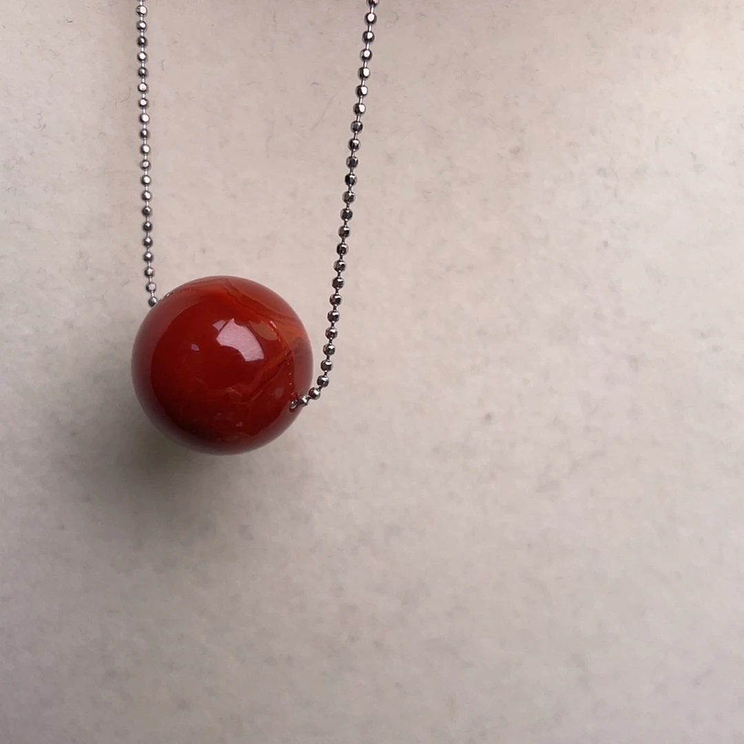 南红玛瑙银S925镶嵌颈饰