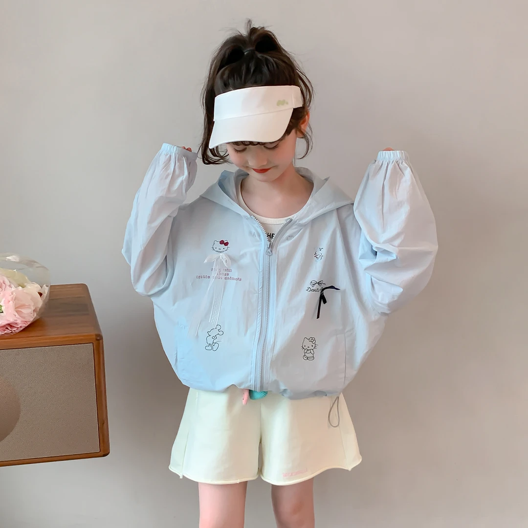 女童夏季防晒2025夏季新款小女孩卡通休闲连帽防晒衣外套Q13460
