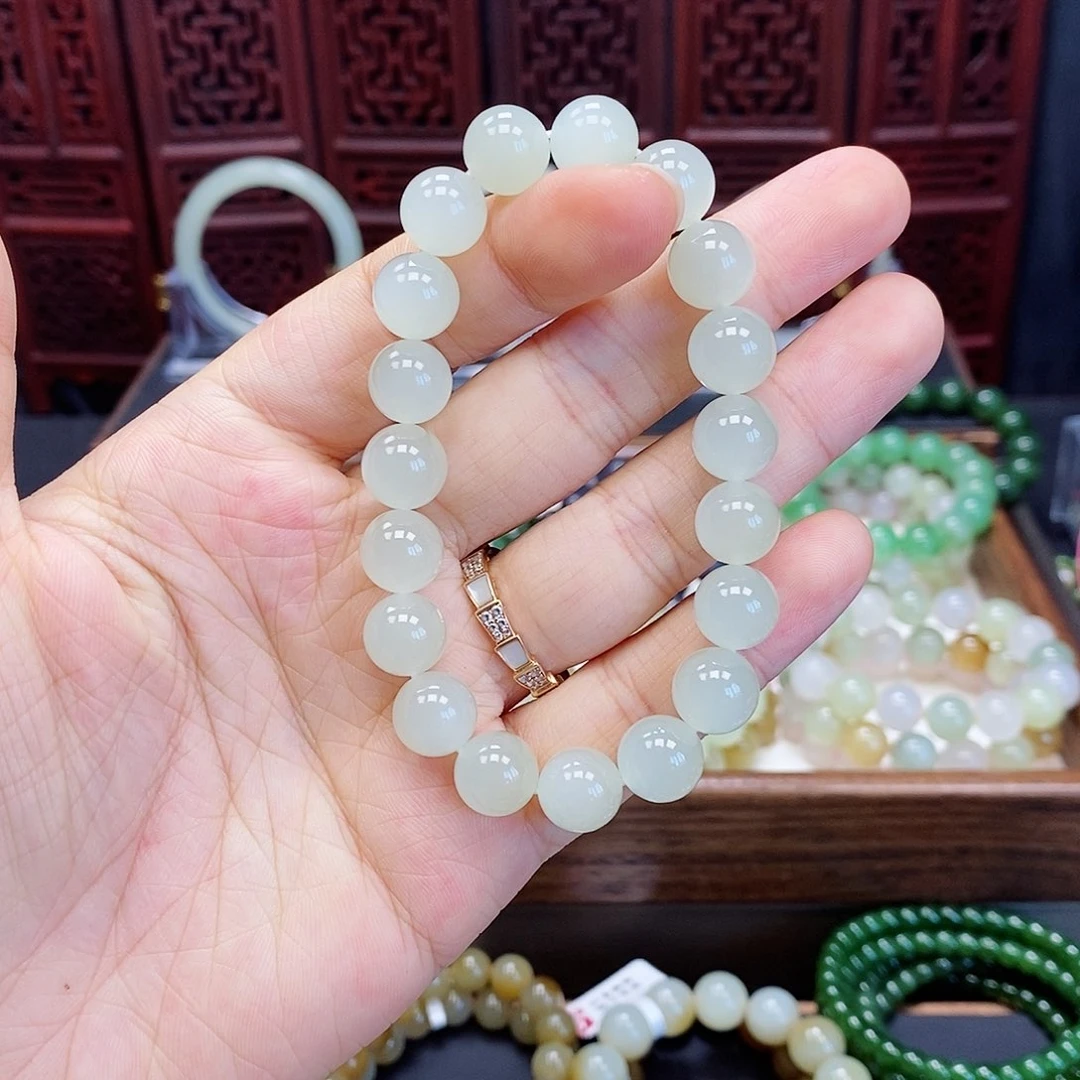 和田玉手串未镶嵌白玉10