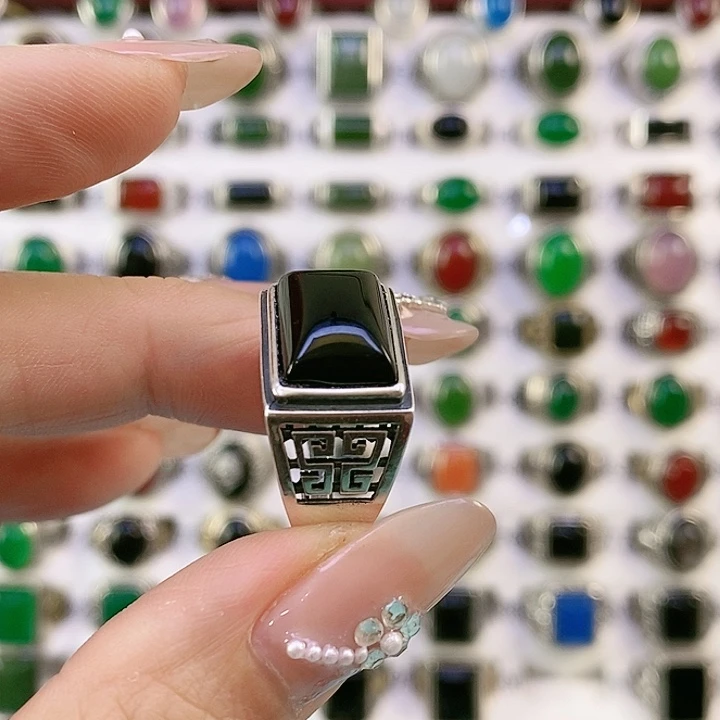 银S925镶嵌戒指玛瑙/玉髓