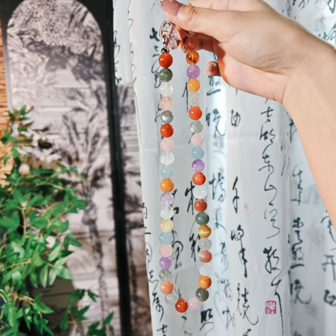 AGL133【雪姐兔毛长款】天然水晶项链雪姐同款兔毛项链