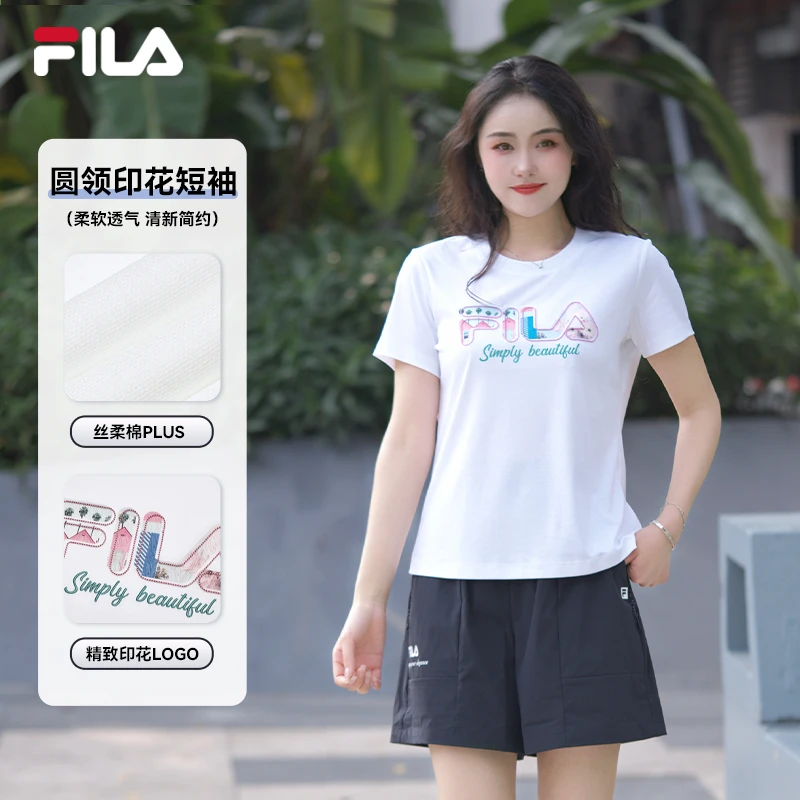 Fila/斐乐薄荷曼波女子圆领短袖舒适时尚夏季印花T恤F61W528110A