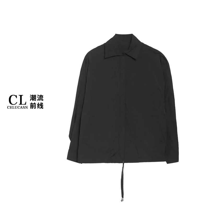 K7CBF080#秋季设计师城市运动外套翻领字母百搭时尚