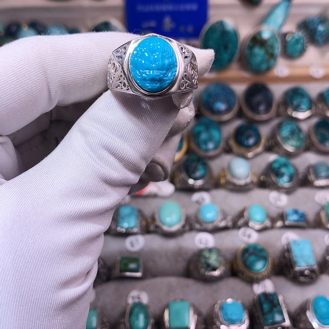 绿松石挂件银S925镶嵌