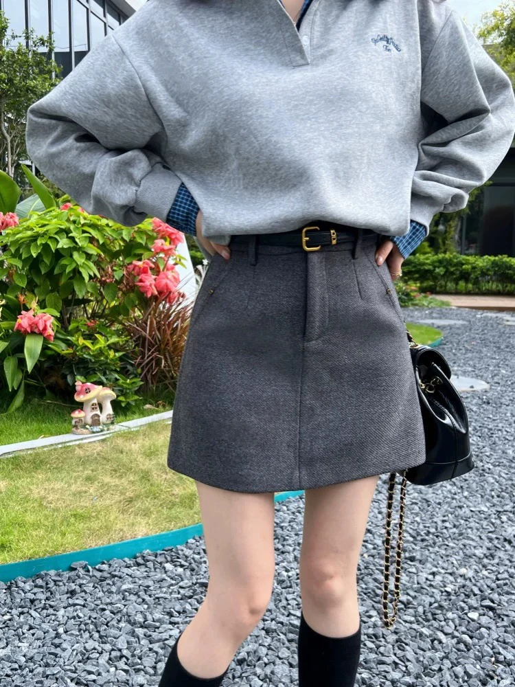 美美推荐9928高腰显瘦百搭防走光A字短裙半身裙