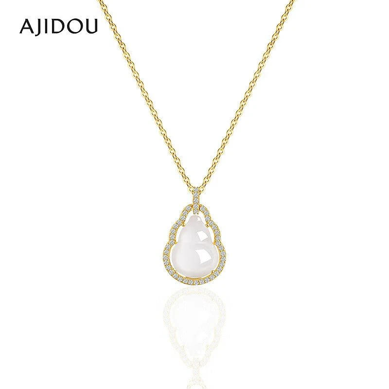 AJIDOU阿吉豆项链女925银葫芦玉髓锁骨链时尚轻奢水波链简约颈链