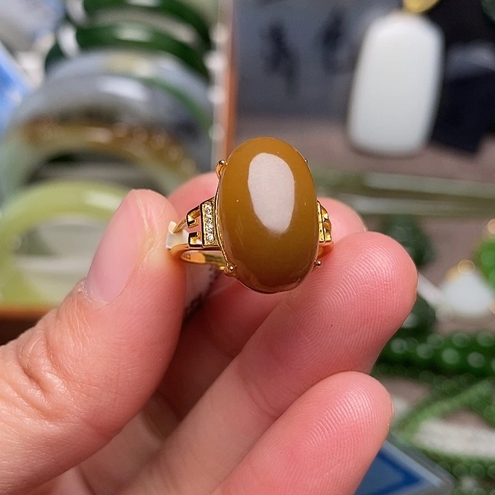 和田玉银S925镶嵌戒指