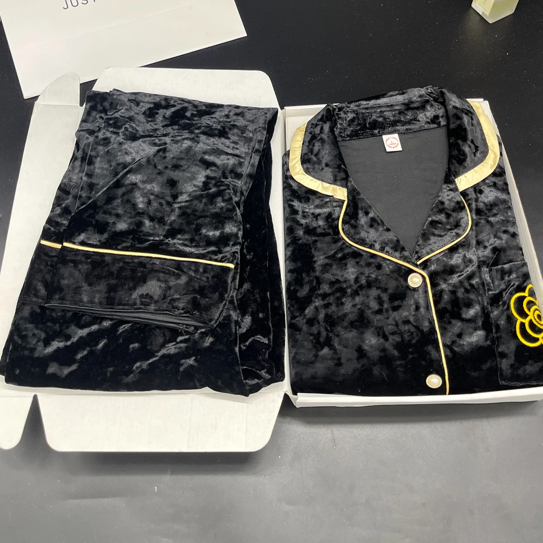 小香风金丝绒睡衣女2025新款爆款金钻绒秋冬网红家居服可外穿套装