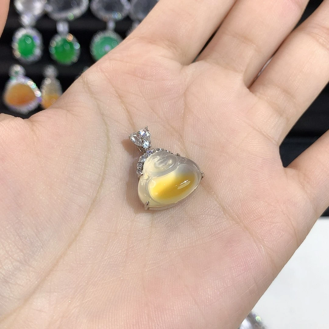 银S925镶嵌颈饰玛瑙/玉髓余*