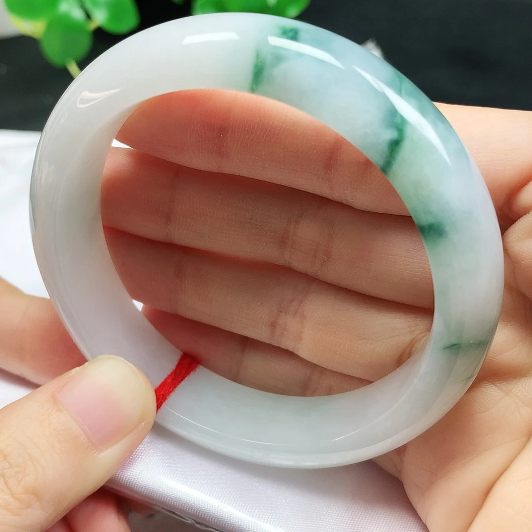 未镶嵌手镯翡翠54.8圈口飘蓝花162