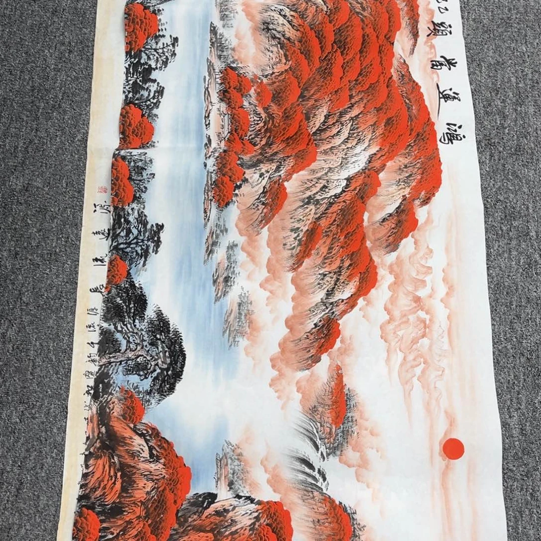 国画仟*卖字画的小男孩
