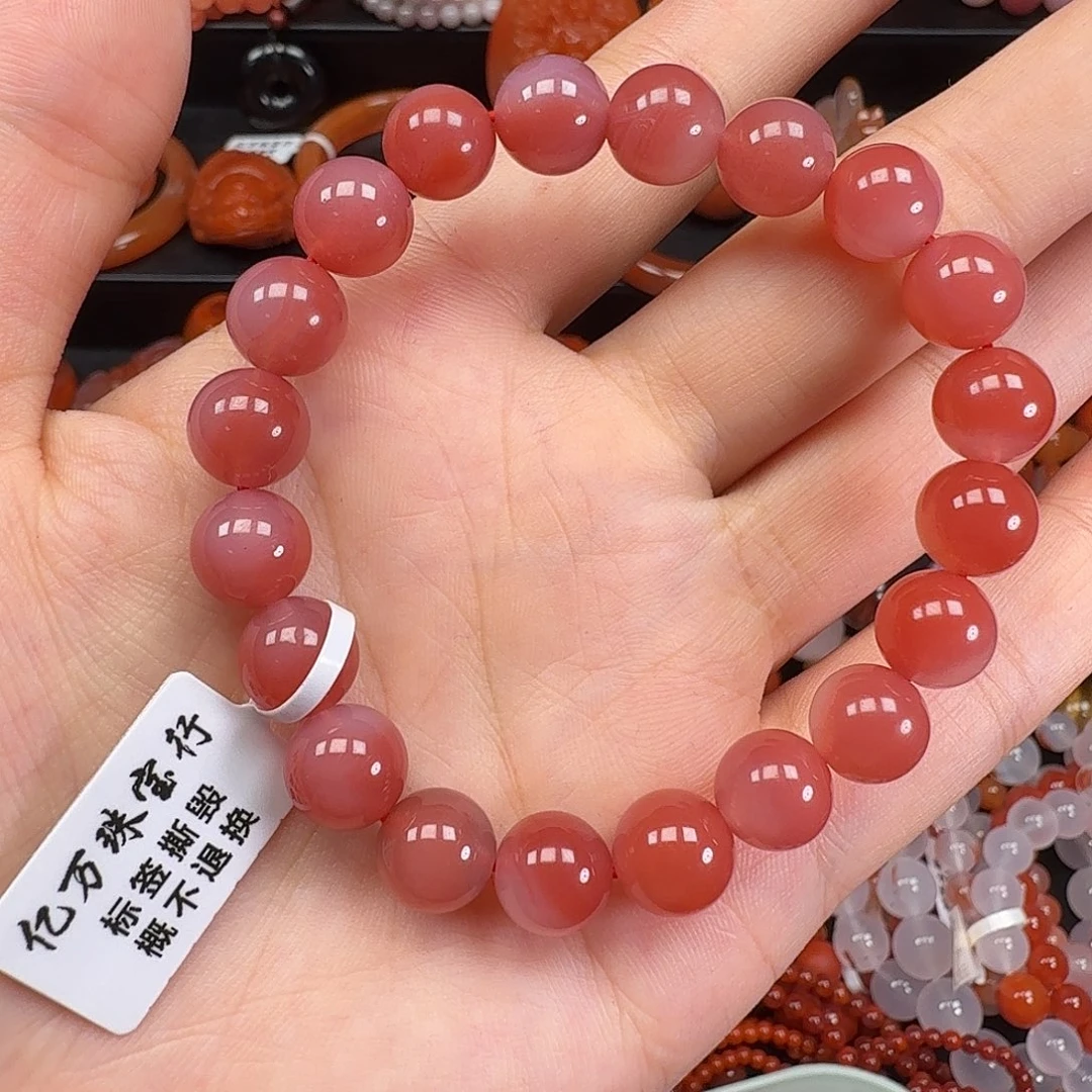 南红玛瑙未镶嵌玫红色9.5mm