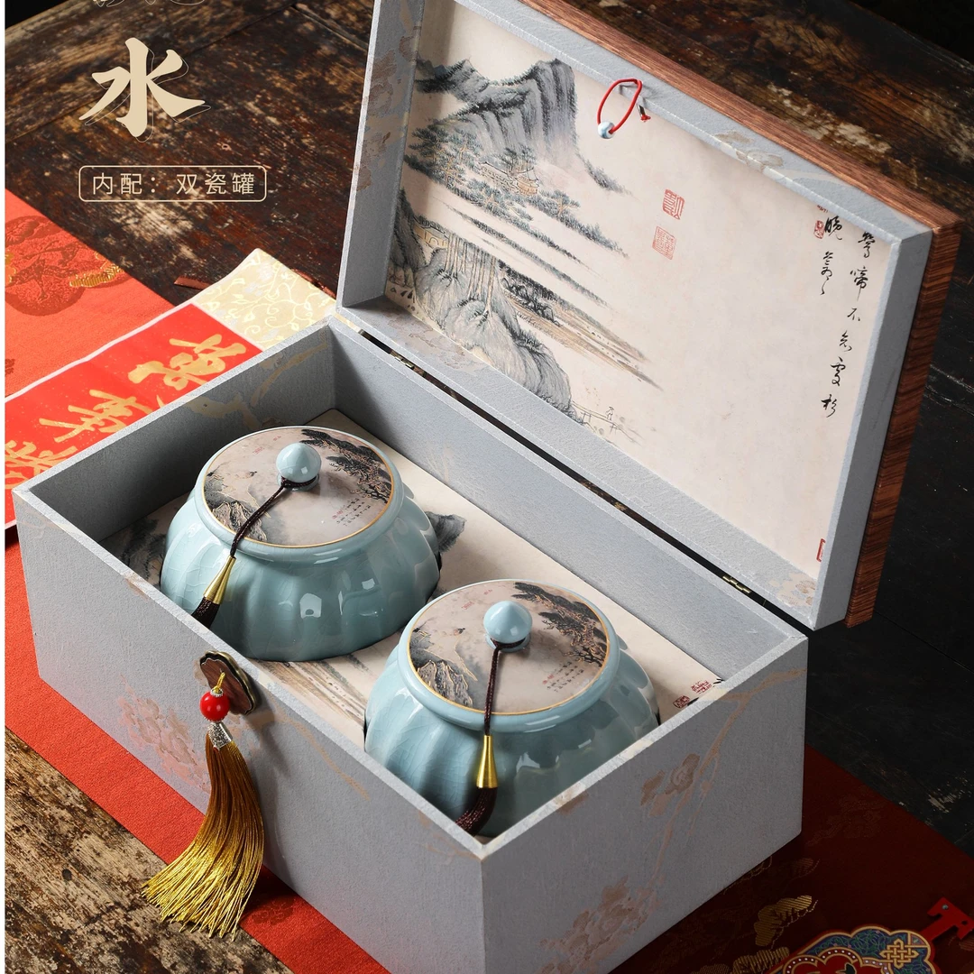 【高山流水】明前全芽头白毫银针白茶茶叶陶瓷礼盒装