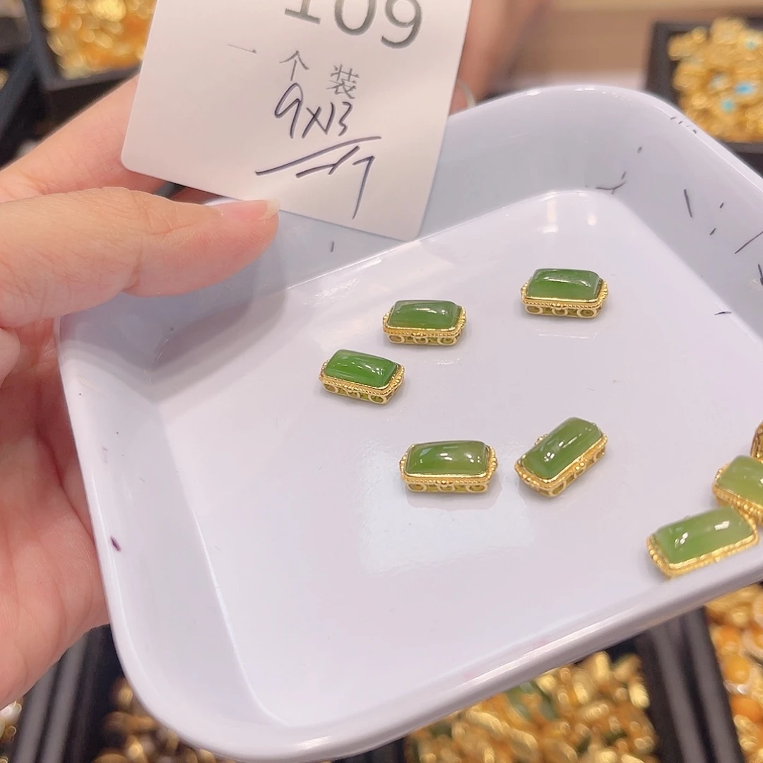 水晶珠宝半成品银S925镀金镶嵌109 。