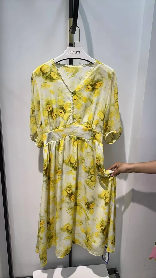 【BLF】裙长111，新款碎花裙重工桑蚕丝连衣裙-3670