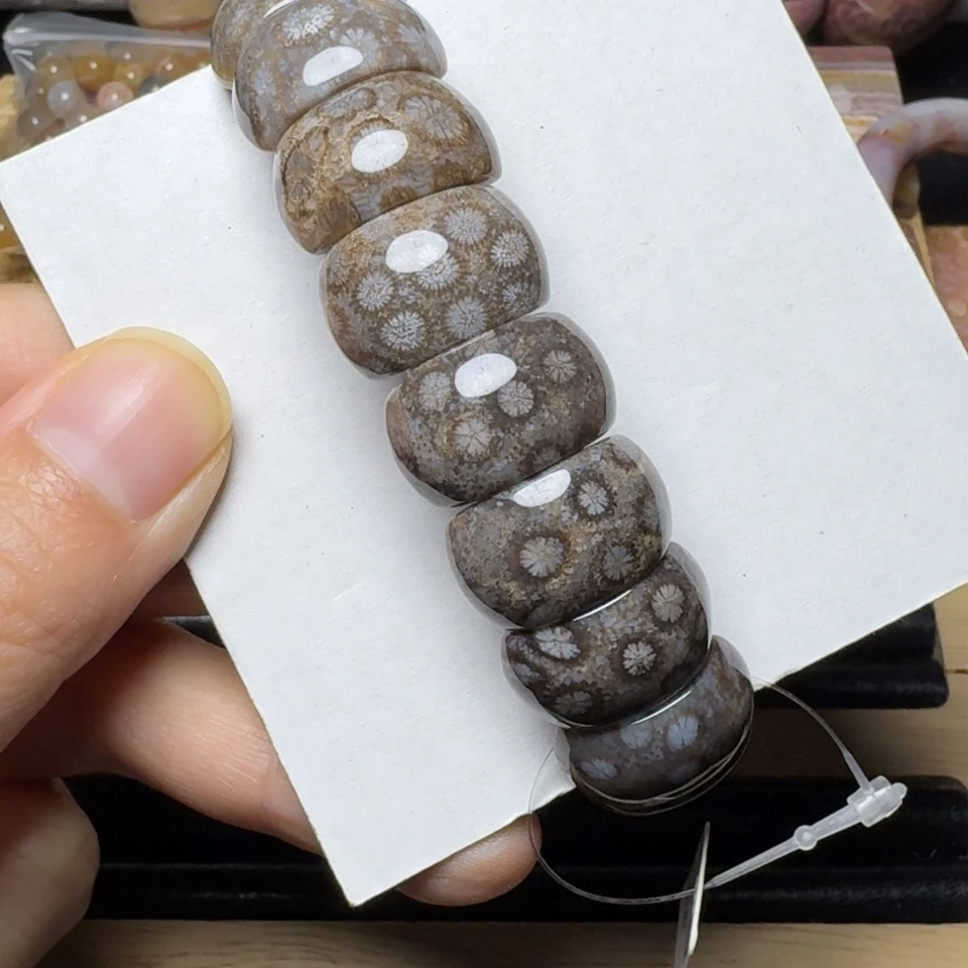 硅化玉黑花月牙排139未镶嵌A****士