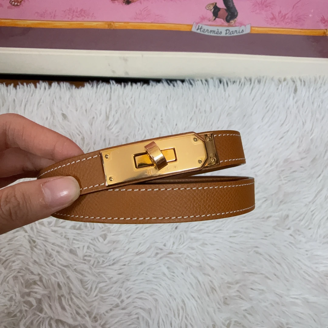 95新 Hermes/爱马仕 腰带金棕金扣Y刻/250318CHZVP04