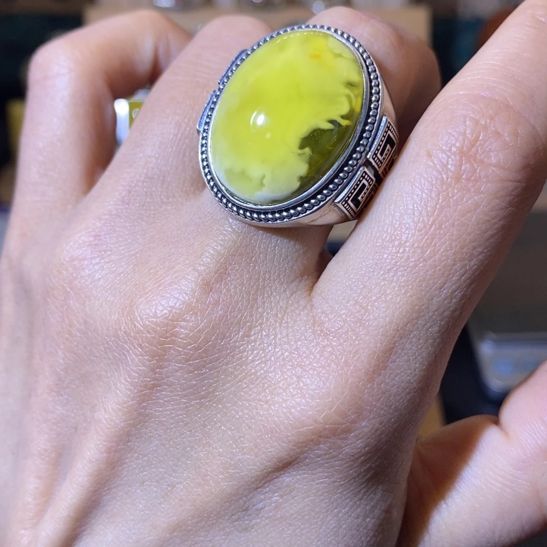 M***哥蜜蜡银S925镶嵌戒指