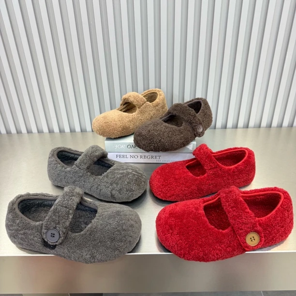 慕27-21新款浅口羊毛一字代玛丽珍舒适百搭羊毛内里豆豆鞋