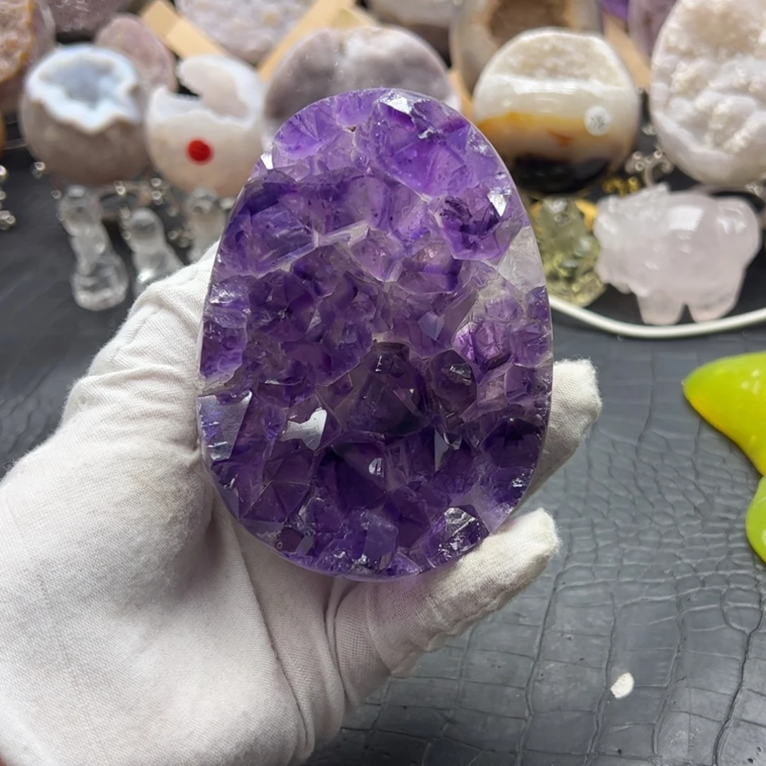 水晶珠宝半成品未镶嵌全抛紫水大牙龙蛋85
