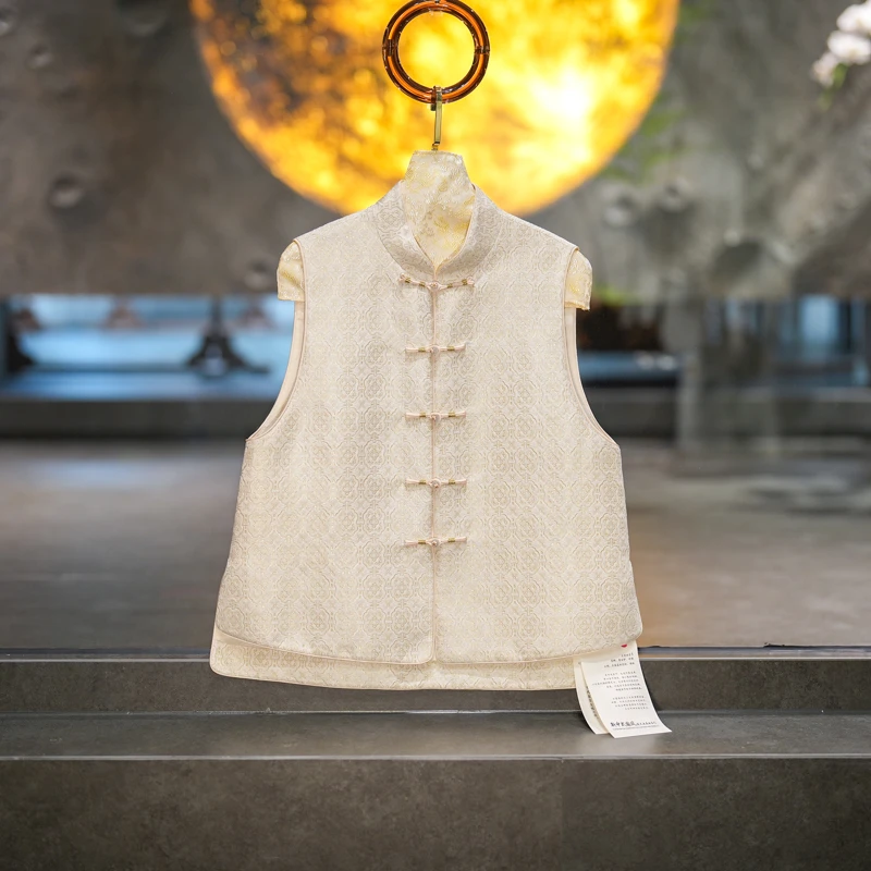 蓝大【云裳】桑蚕丝对襟马夹甲6674