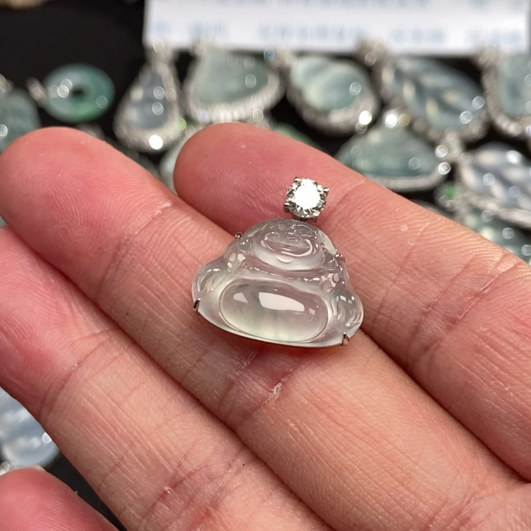 吊坠(不含链)18K金镶嵌翡翠佛公