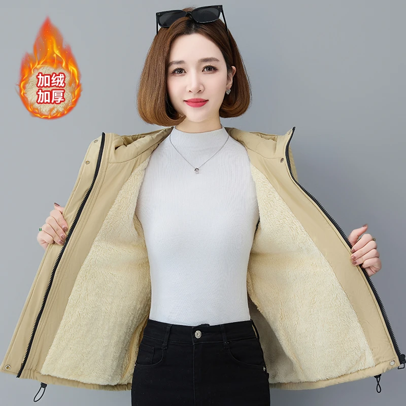 2024年冬季新款防风百搭时尚休闲加厚减龄防风连帽加厚派克外套