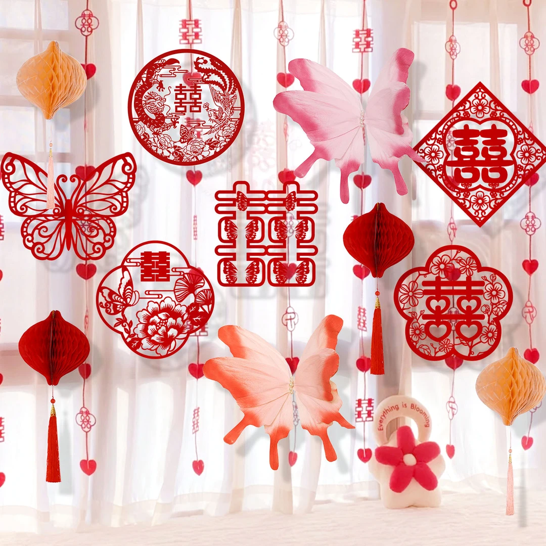 结婚布置婚房装饰拉花飘窗吊饰套装全套男女方新房卧室喜事用品