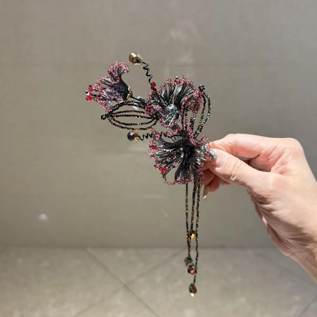 【莫奈海之星】红兰悠悠系列花朵边夹小众设计气质高级感日常款
