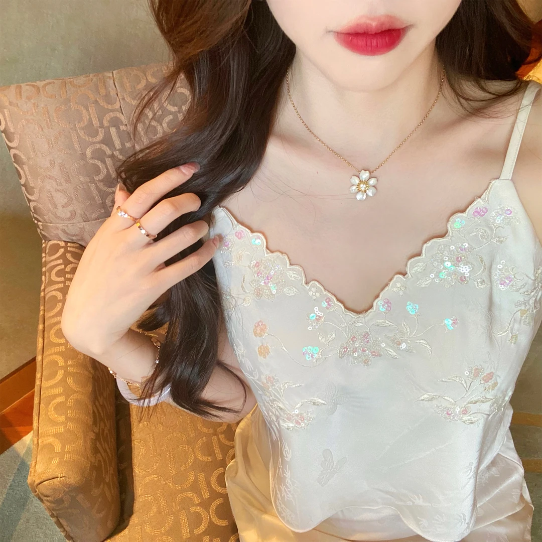 GA盈瓷白色小吊带女夏外穿新款半裙 24SS0159