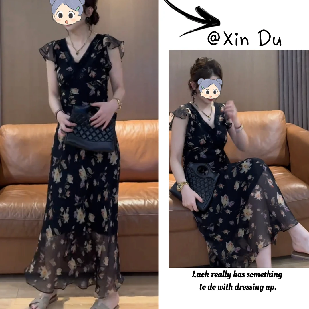 2025夏季新款时尚显瘦气质女士网红洋气连衣裙百搭款D21752