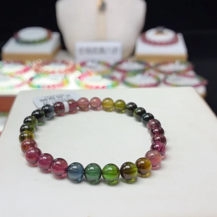 碧玺未镶嵌手链6.8mm±