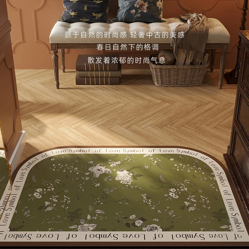 中古风入户门地垫耐脏防滑可擦免洗pvc皮革高级感门口玄关脚垫