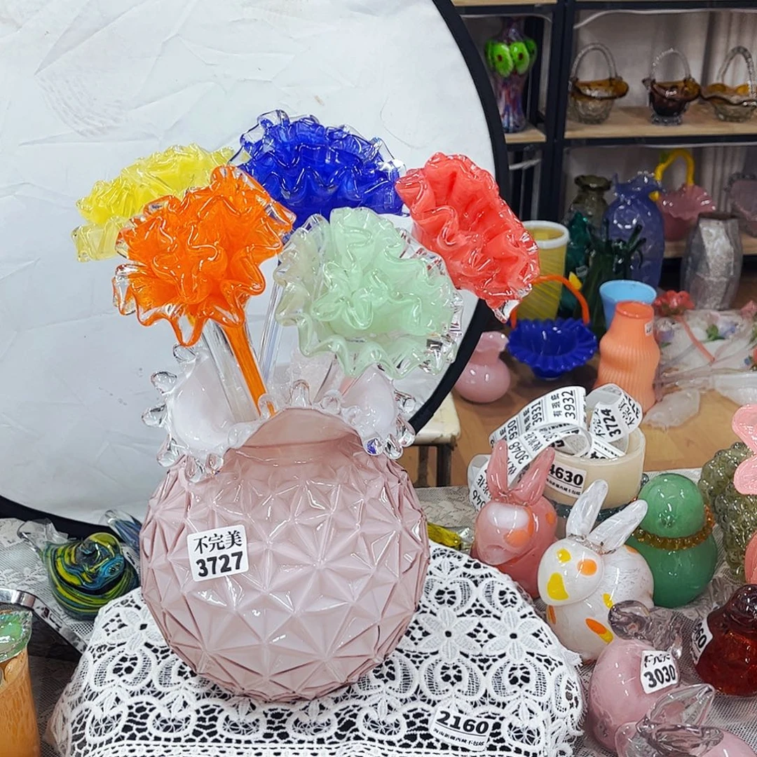 5花1瓶 家悦琉璃工艺品瓶不完美