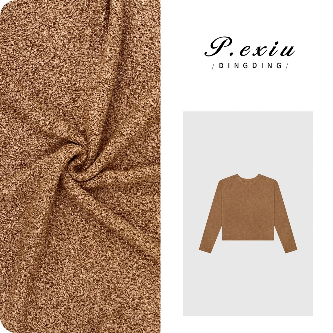 【咖啡星期一】人丝亚麻竹节肌理感长袖针织上衣ZZ0885