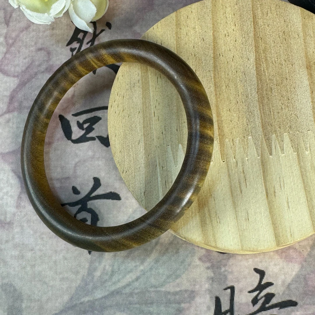 【紫禁城甄选】绿檀木水波纹手镯阿根廷沉水级老料文玩手镯手工古风