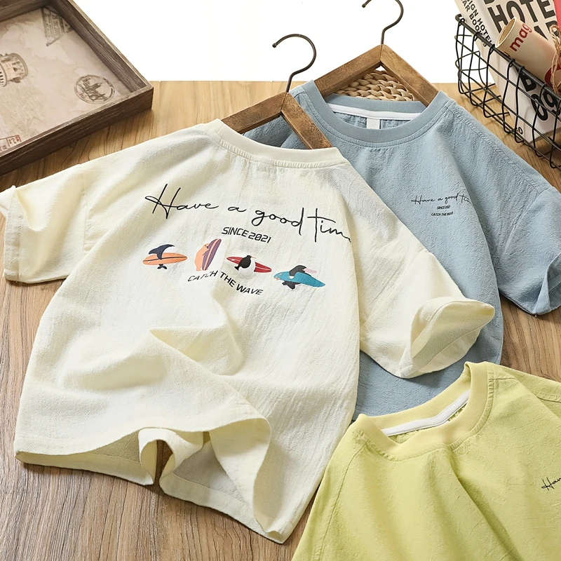 男童夏季新款短袖T恤中大童薄款印花时尚百搭帅气半袖上衣6169