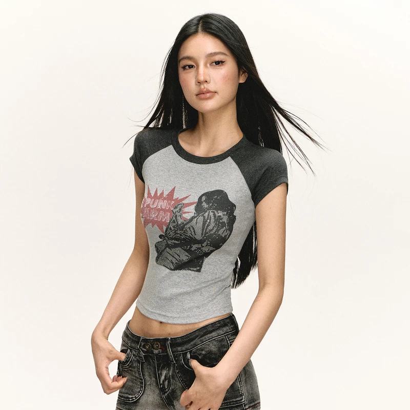 Ariseism 美式复古短袖T恤女夏季新款上衣