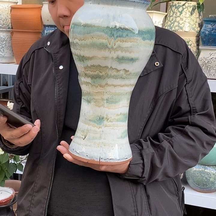 紫砂花盆口15高38瑕疵