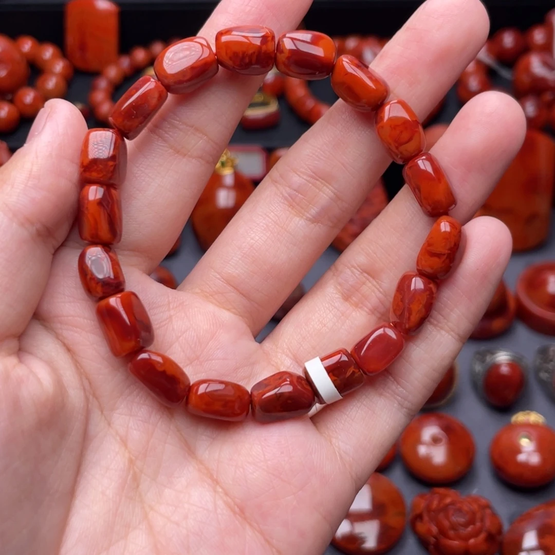 南红玛瑙未镶嵌珠宝奇石单圈9mm