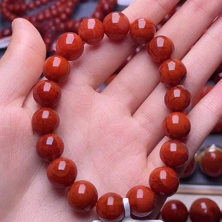 南红玛瑙其他未镶嵌11➕高品瓦西火焰纹满肉圆珠手串