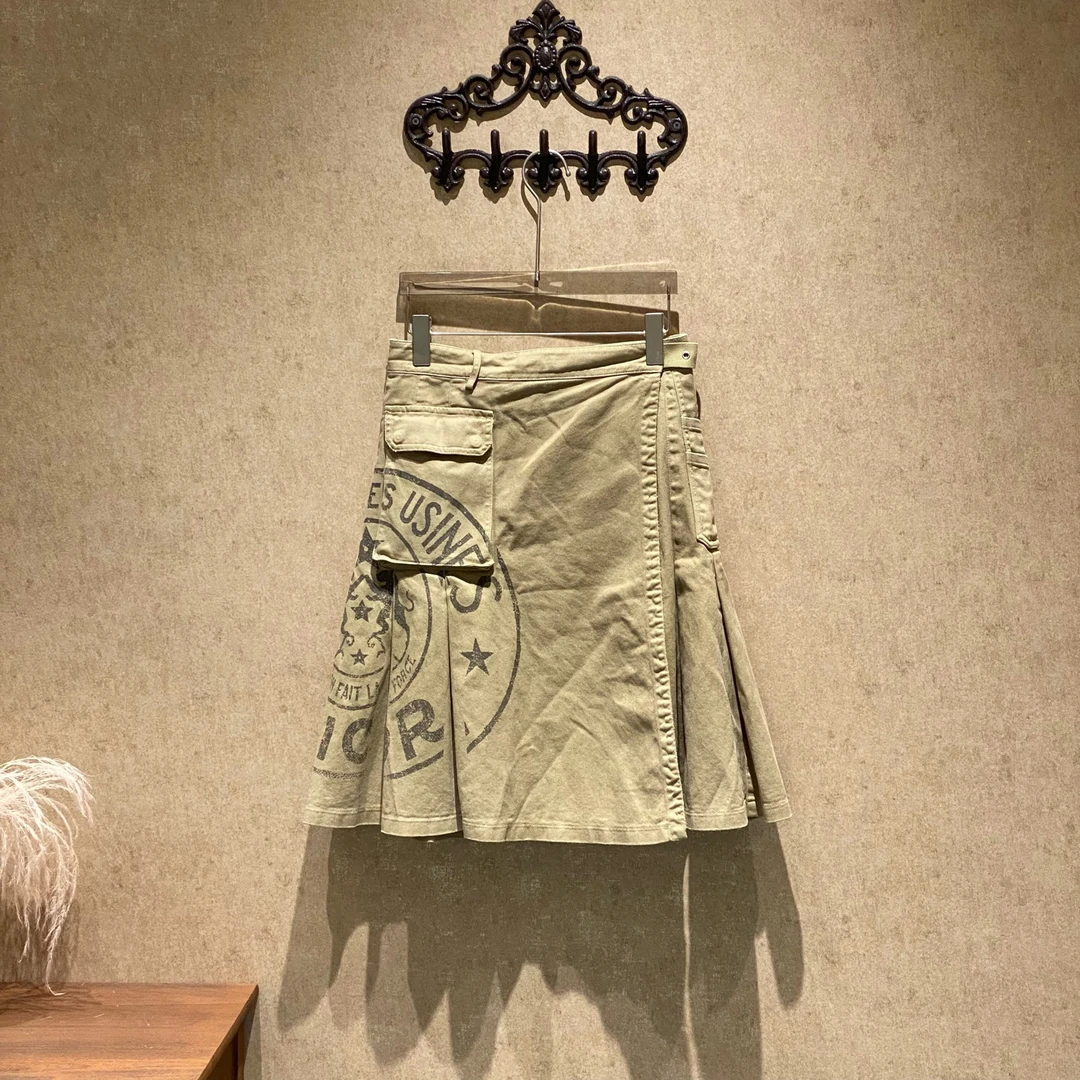 99新 DIOR/迪奥 Dior 卡其色字母logo印花半身裙/34码/99新/35063