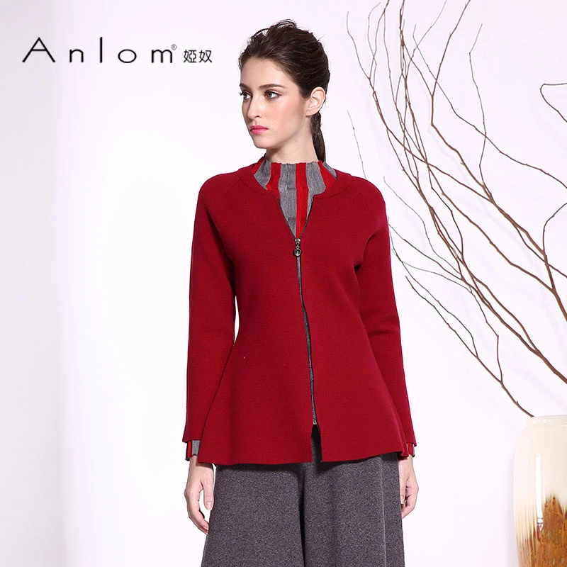 Anlom/娅奴新款简约修身短外套时尚百搭针织开衫女专柜品