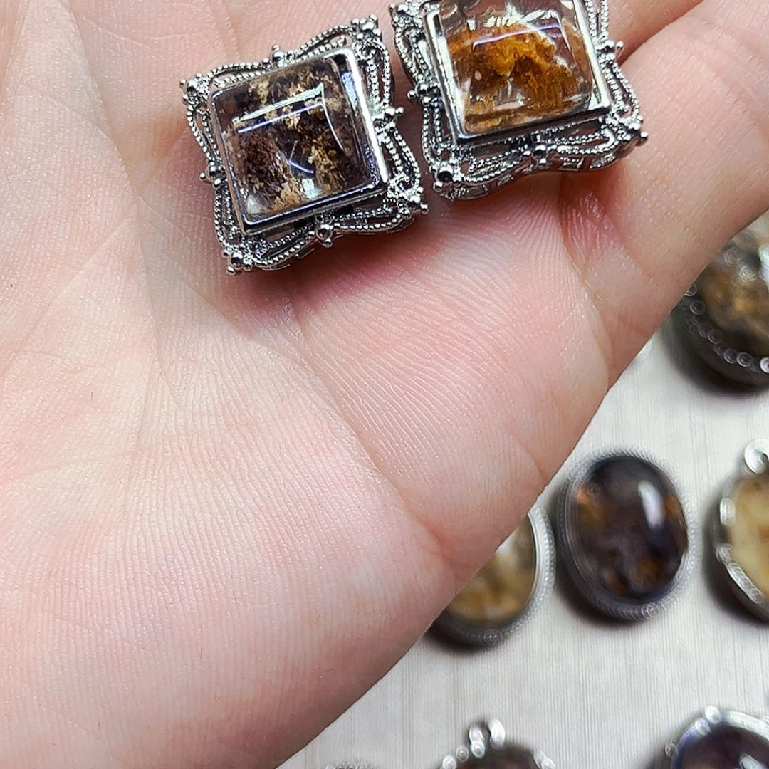 水晶戒指银S800镀金镶嵌张*