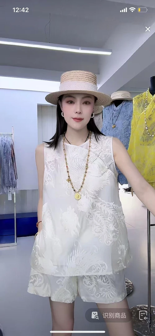 2025韩韩女装重工凤凰刺绣盘扣无袖马甲短裤套装9886