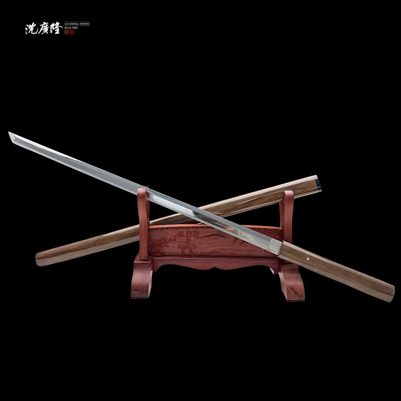 龙泉沈广隆- 疾风刀2.0 长款 乌金木 自炼钢   宝剑 未开刃