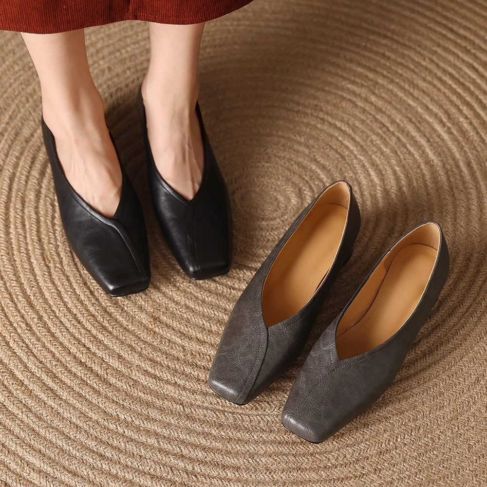 H158-37单鞋女春季新款粗跟中跟鞋通勤上班工作鞋